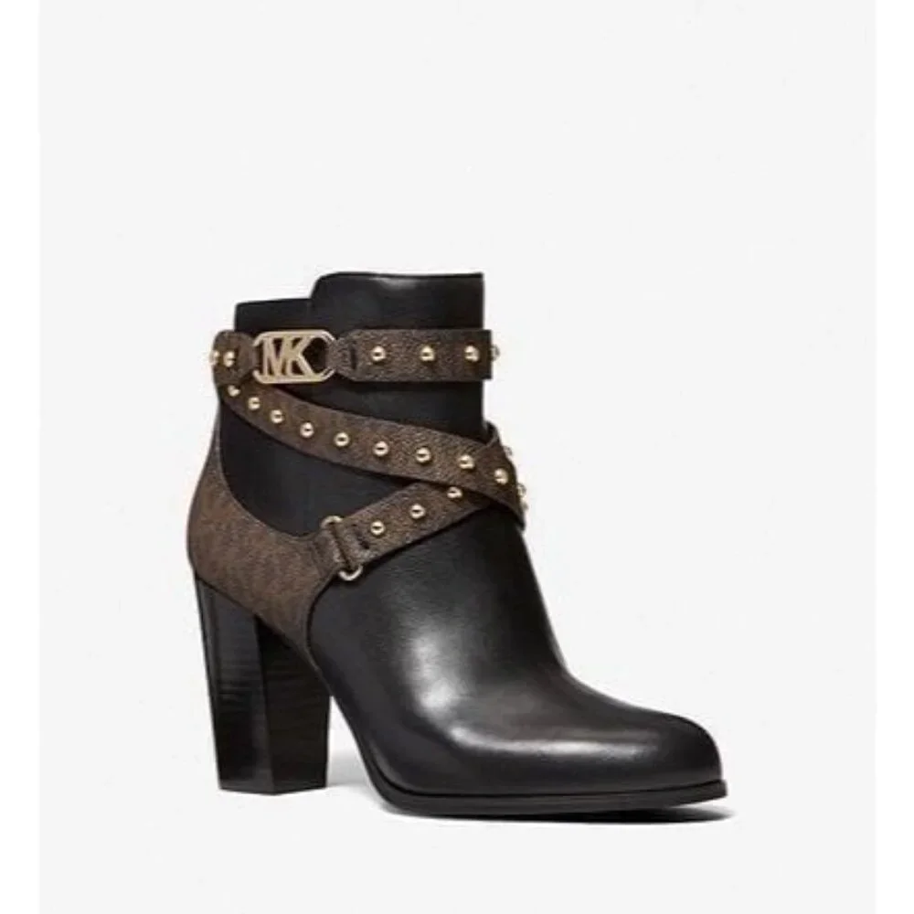 Michael Kors boots kincaid studded logo ankle boot black brown multi_10